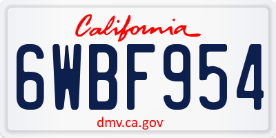 CA license plate 6WBF954
