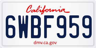 CA license plate 6WBF959
