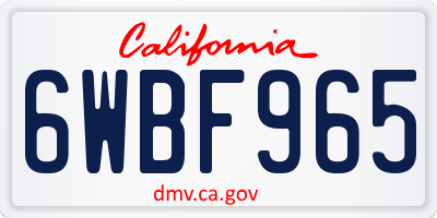 CA license plate 6WBF965