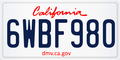 CA license plate 6WBF980
