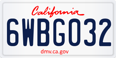CA license plate 6WBG032