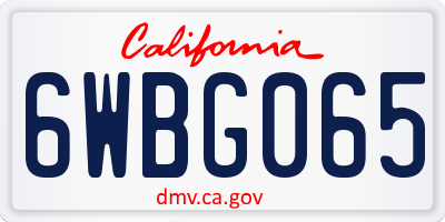 CA license plate 6WBG065