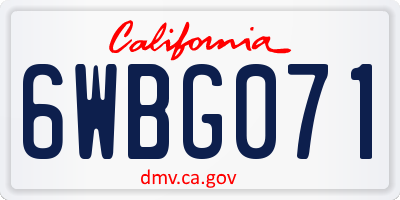 CA license plate 6WBG071