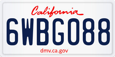 CA license plate 6WBG088