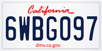 CA license plate 6WBG097
