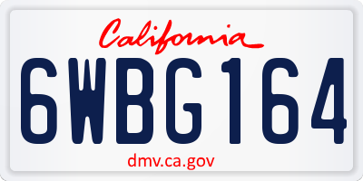 CA license plate 6WBG164