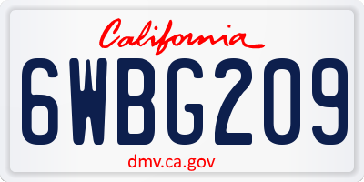 CA license plate 6WBG209