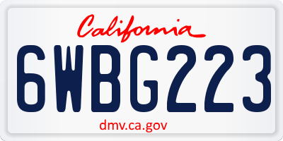 CA license plate 6WBG223