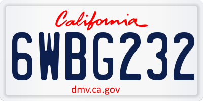 CA license plate 6WBG232