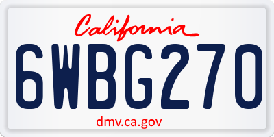 CA license plate 6WBG270