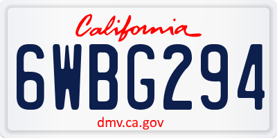 CA license plate 6WBG294