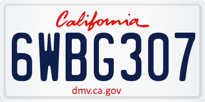 CA license plate 6WBG307