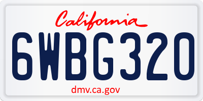 CA license plate 6WBG320