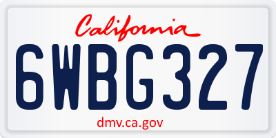CA license plate 6WBG327