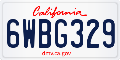 CA license plate 6WBG329