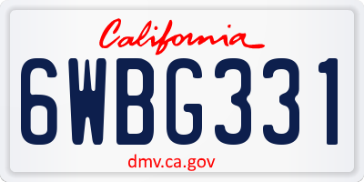 CA license plate 6WBG331
