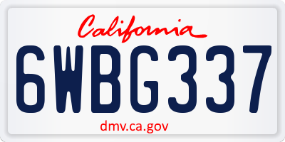 CA license plate 6WBG337
