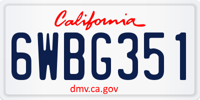 CA license plate 6WBG351