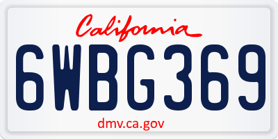 CA license plate 6WBG369
