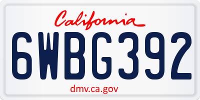 CA license plate 6WBG392