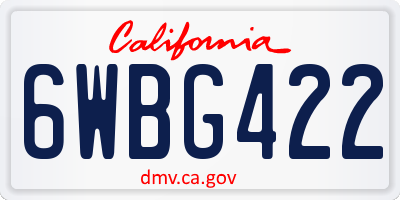 CA license plate 6WBG422