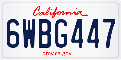 CA license plate 6WBG447