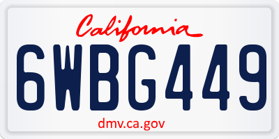 CA license plate 6WBG449