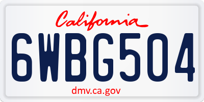 CA license plate 6WBG504