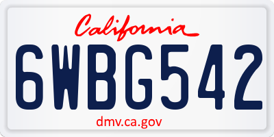 CA license plate 6WBG542