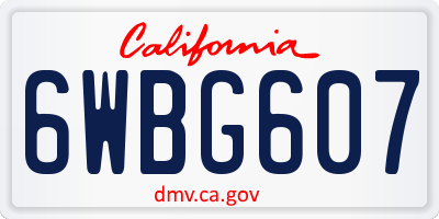 CA license plate 6WBG607