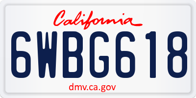 CA license plate 6WBG618