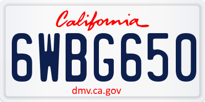 CA license plate 6WBG650