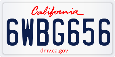 CA license plate 6WBG656