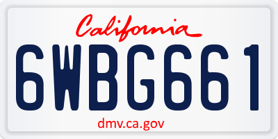 CA license plate 6WBG661