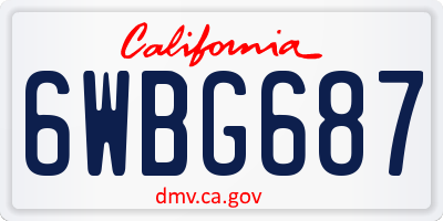 CA license plate 6WBG687