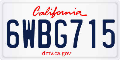 CA license plate 6WBG715