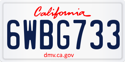 CA license plate 6WBG733