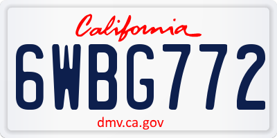 CA license plate 6WBG772