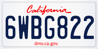 CA license plate 6WBG822