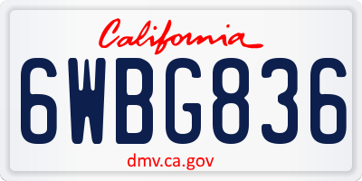CA license plate 6WBG836