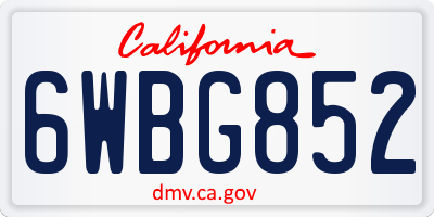 CA license plate 6WBG852