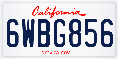 CA license plate 6WBG856