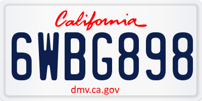 CA license plate 6WBG898