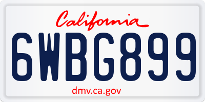 CA license plate 6WBG899