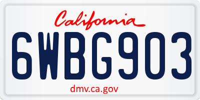 CA license plate 6WBG903