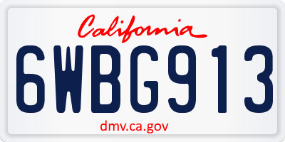 CA license plate 6WBG913