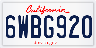 CA license plate 6WBG920