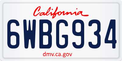 CA license plate 6WBG934