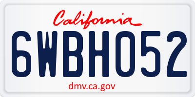 CA license plate 6WBH052