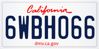 CA license plate 6WBH066